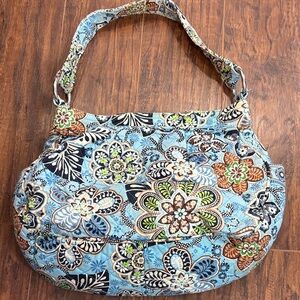 Vera Bradley Floral Shoulder Bag in Blue and Brown